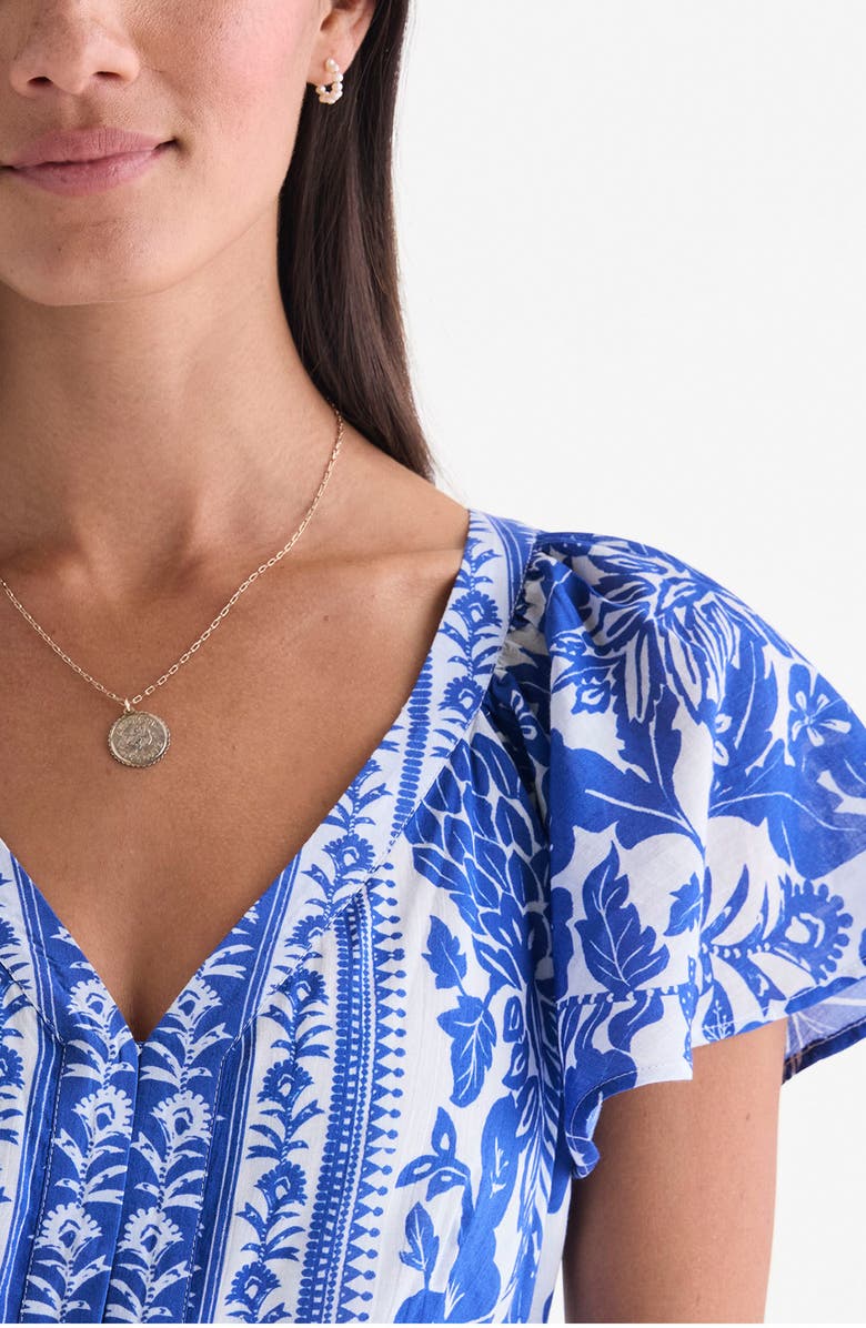 vineyard vines Britt Floral Short Sleeve Midi Dress, Alternate, color, Scarf Print White