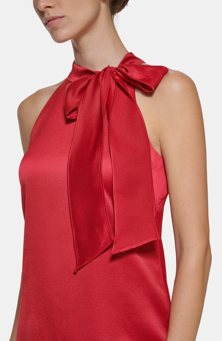 Vince Camuto Bow Neck Satin Shift Dress, Alternate, color, Red