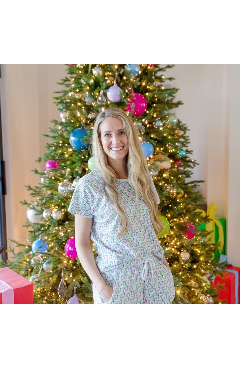 Lila and Hayes Marcia Women's Pajama Pant Set, Alternate, color, Mod Holiday Pink