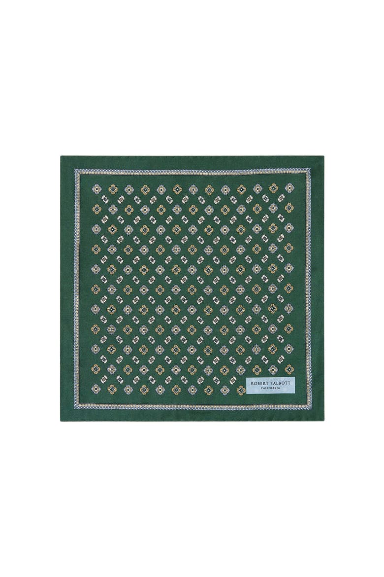 Paisley Collins Double Print Pocket Square, Main, color, Green Multi