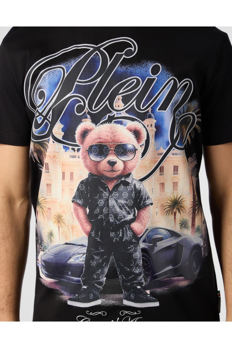 Round Neck T-Shirt Teddy Men, Alternate, color, black