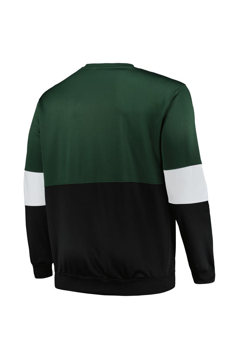 Men's Fanatics Branded Hunter Green/Black Milwaukee Bucks Big & Tall Split Pullover Sweatshirt, Alternate, color, Hunter Green