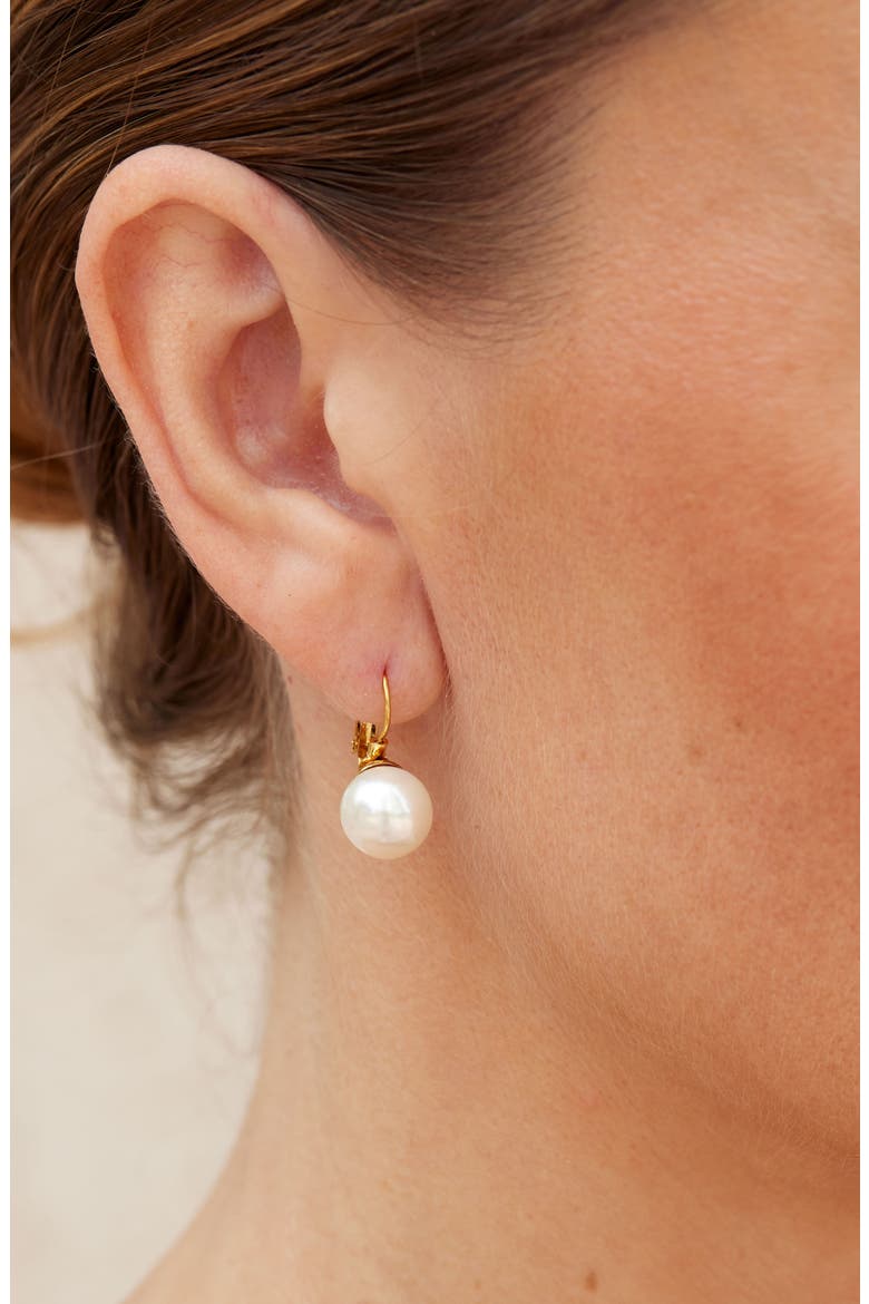 Mother of Pearl Leverback Earrings, Alternate, color, YELLOW
