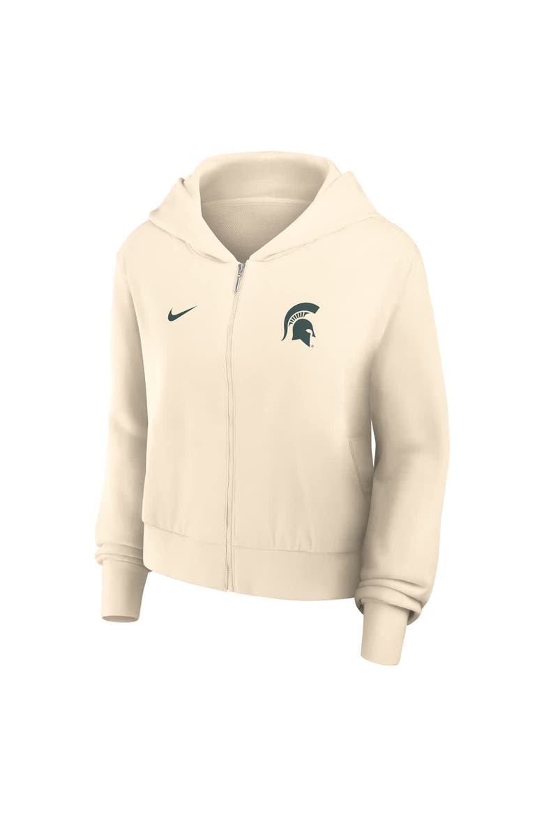 Women's Nike Cream Michigan State Spartans Cropped Chill Full-Zip Hoodie, Alternate, color, Cream