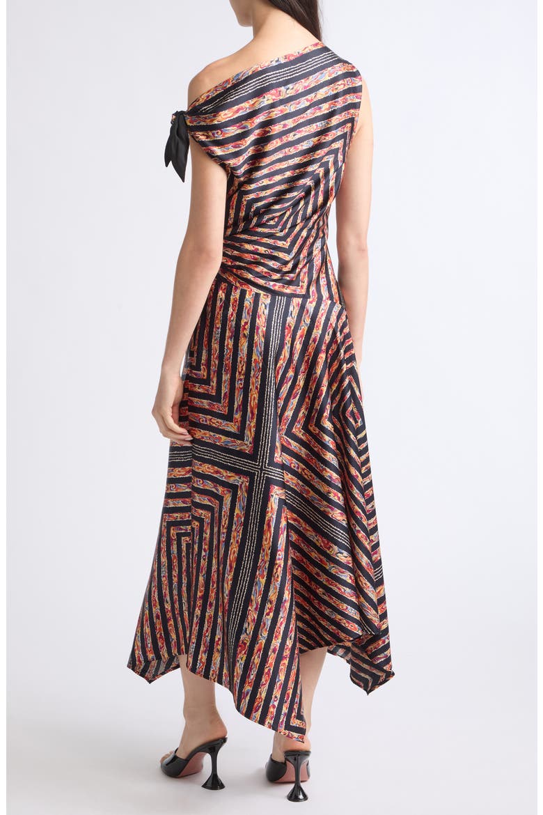 Portia One-Shoulder Stripe Silk Midi Dress, Alternate, color, STUDIO