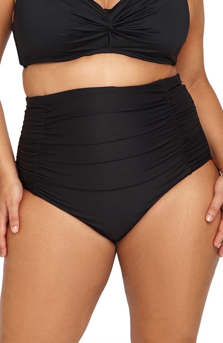 Artesands Raphael Ruched High Waist Bikini Bottoms, Main, color,