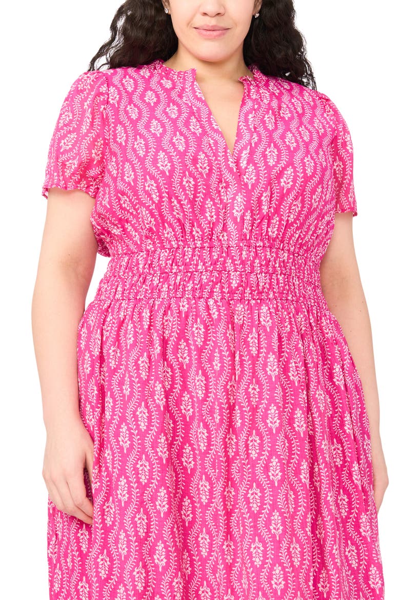 Print Smocked Waist Maxi Dress, Alternate, color, MAGENTA