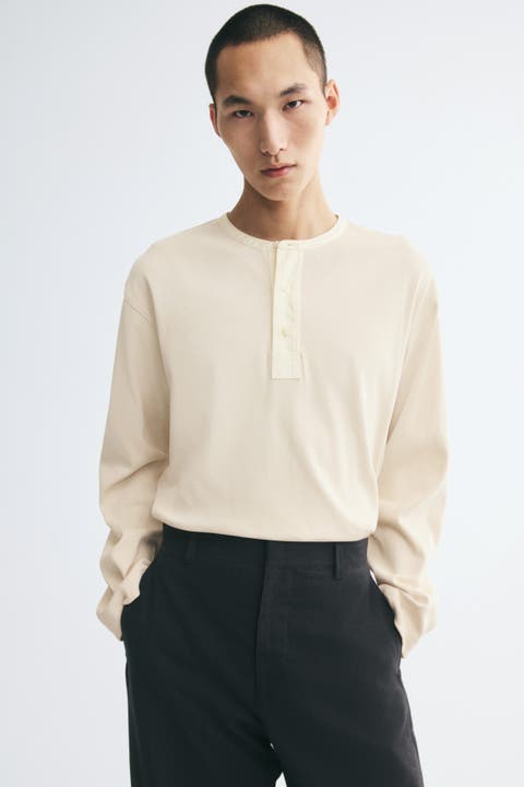 Relaxed-fit Ribbed Henley Shirt