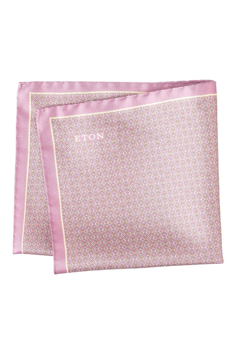 Geometric Silk Pocket Square, Main, color, MEDIUM PINK