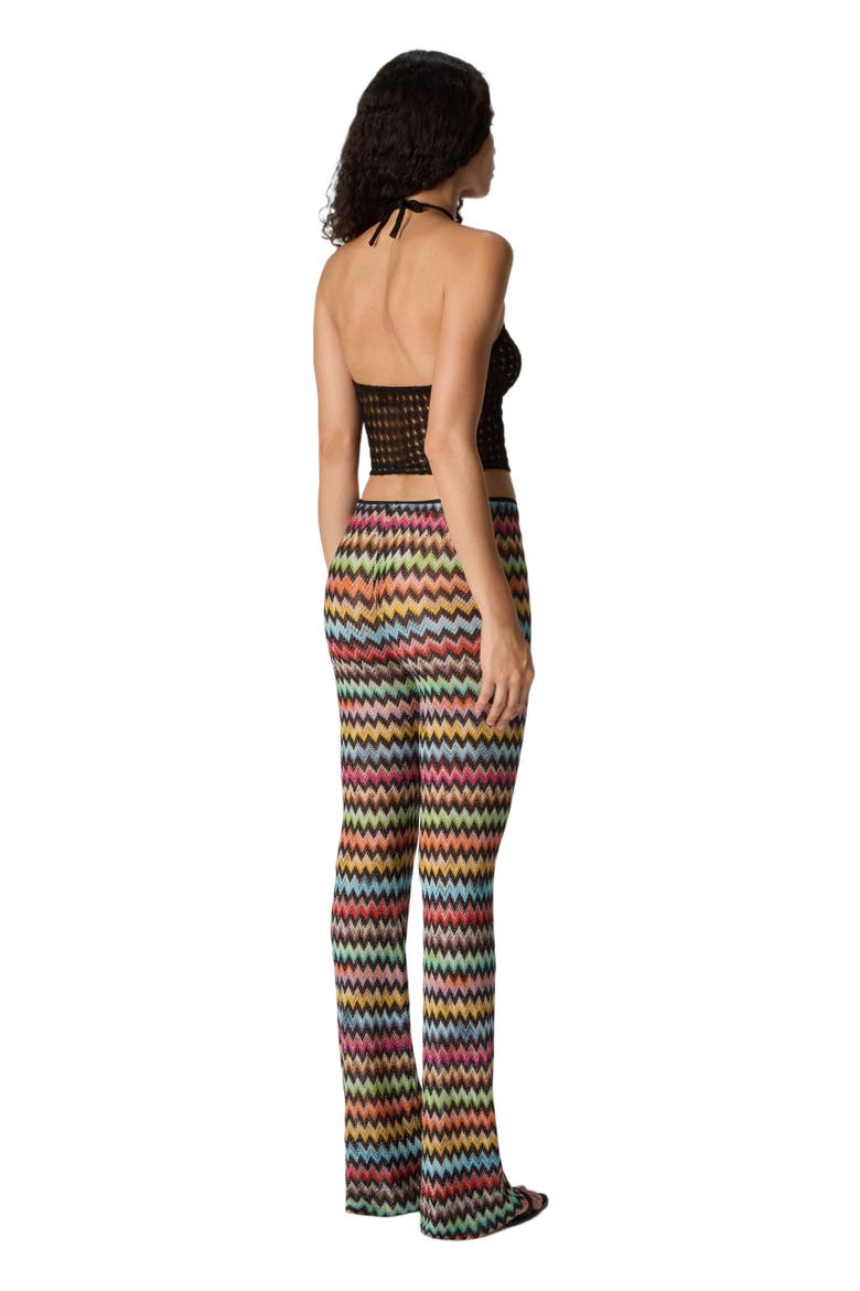 Top In Lamé Viscose With Raschel Workmanship And Halter Neckline, Alternate, color, Black