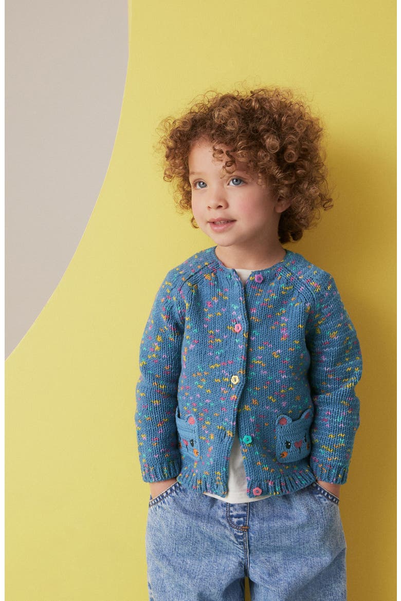 Kids' Cat Pocket Cardigan, Alternate, color, BLUE