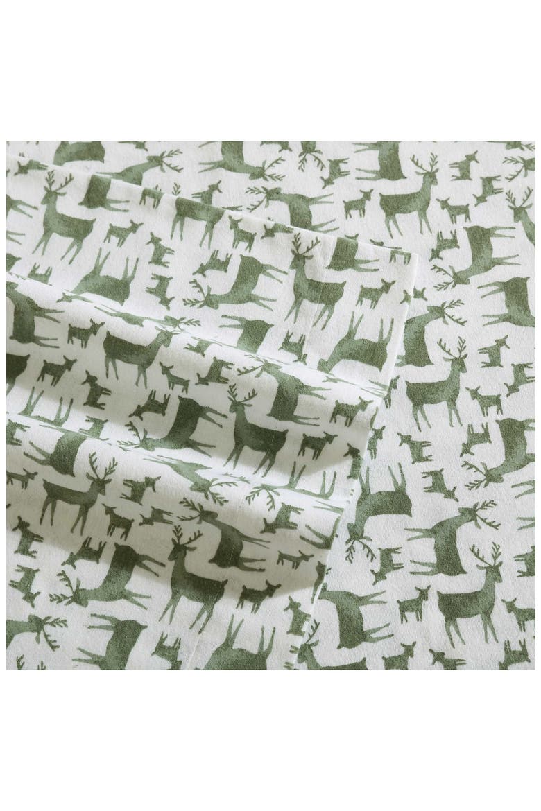 Deer Camp Cotton Flannel Sheet Set, Alternate, color, GREEN