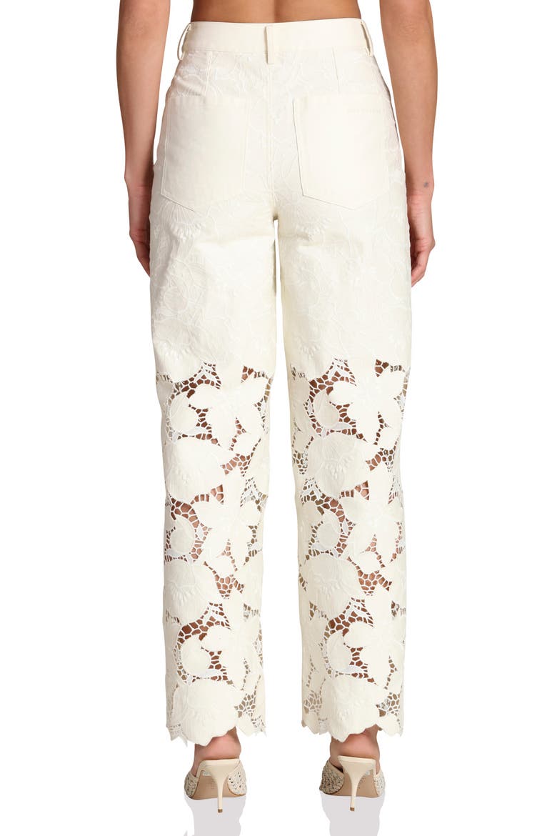 High Waist Embroidered Lace Cotton Pants, Alternate, color, OFF WHITE