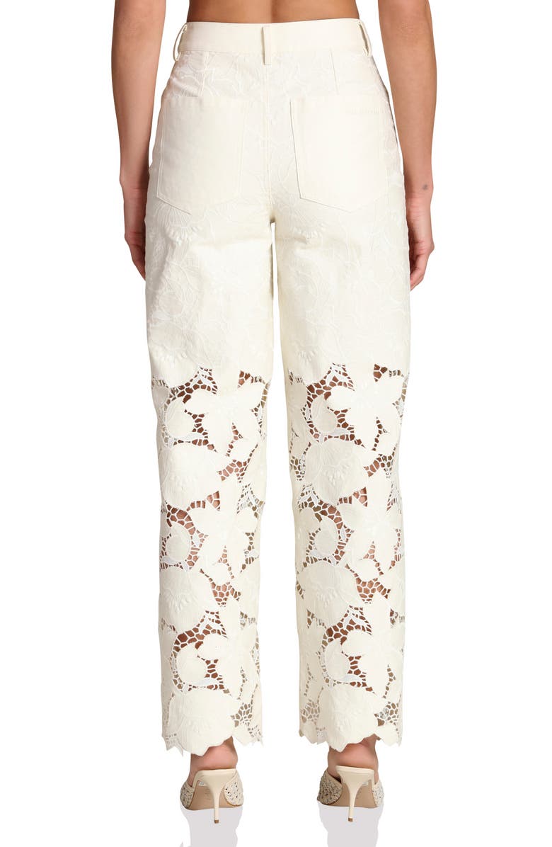 Avec Les Filles High Waist Embroidered Lace Cotton Pants, Alternate, color, Off White