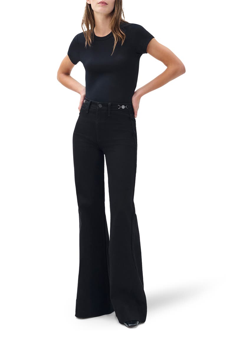 Skylar High Waist Flare Trouser Jeans, Alternate, color, BLACK