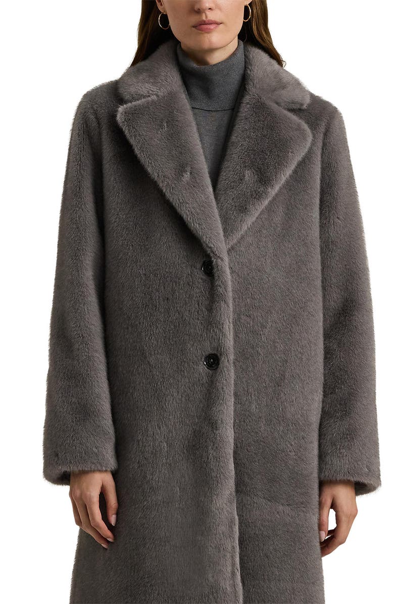 Lauren Ralph Lauren Faux Fur Coat, Alternate, color, Grey