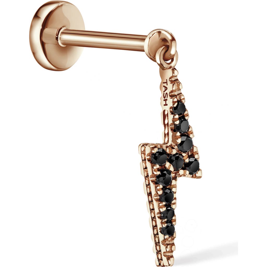 MARIA TASH Black Diamond Lightning Bolt Threader Earring in Rose Gold  product