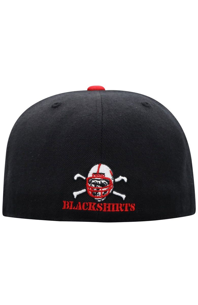 TOP OF THE WORLD Men's Top of the World Black/Scarlet Nebraska Huskers Team Color Two-Tone Fitted Hat, Alternate, color, Black