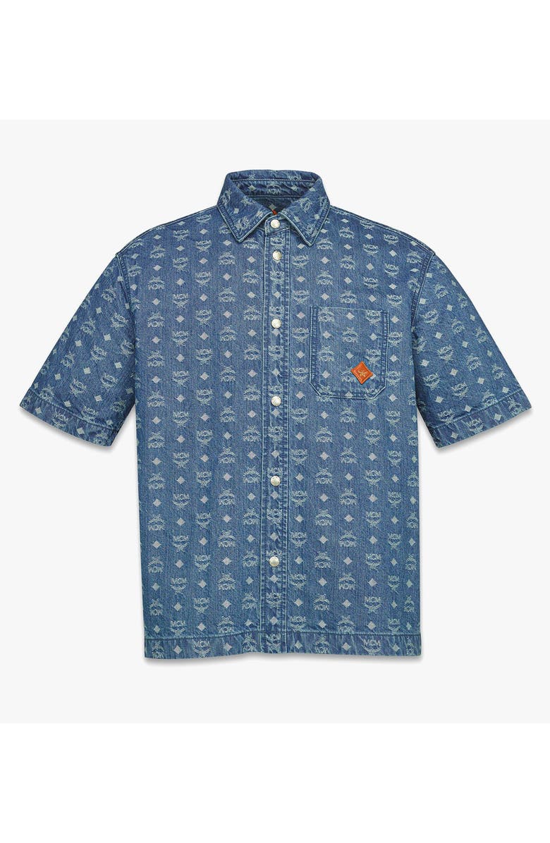 MCM Monogram Shirt in Denim Jacquard, Main, color, Blue