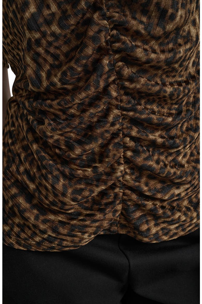 Print Ruched Puff Sleeve Top, Alternate, color, COMPACT CHEETAH