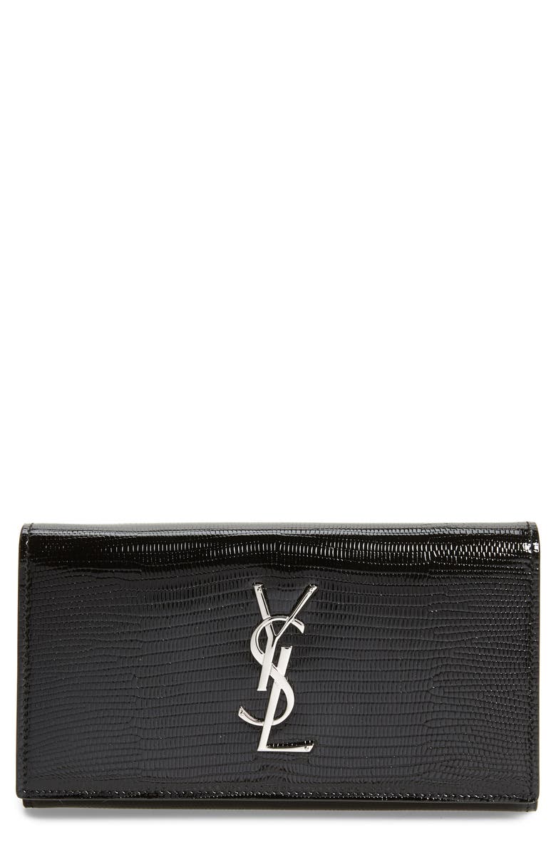 Saint Laurent Lizard Embossed Leather Wallet, Main, color, 