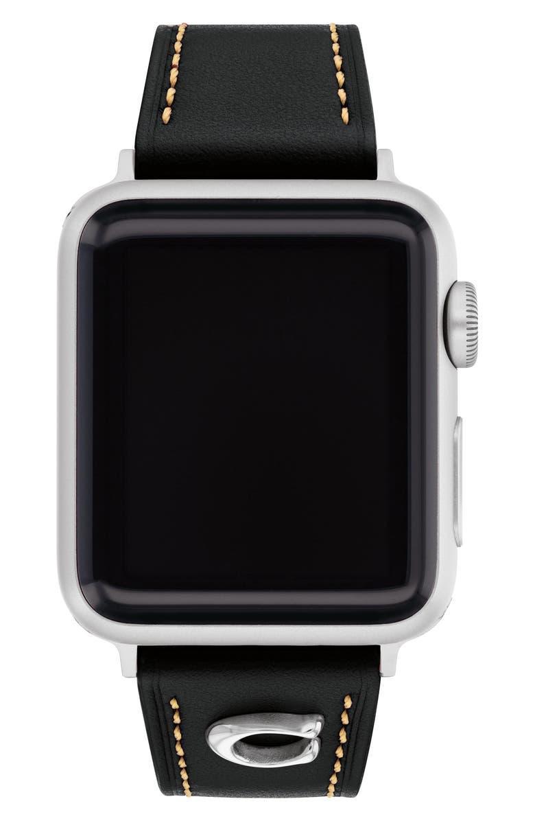 COACH Leather Apple Watch<sup>®</sup> Band, Main, color, 