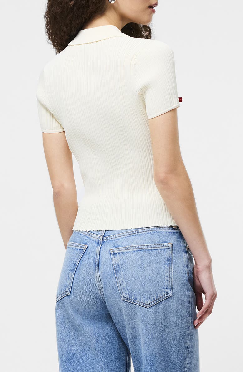 French Connection Crinkle Knit Slim Polo, Alternate, color, Porcelain Cream