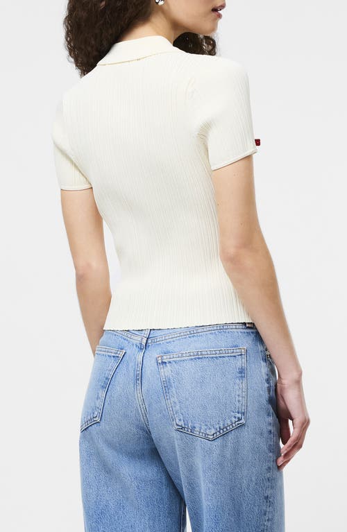 French Connection Crinkle Knit Slim Polo In White