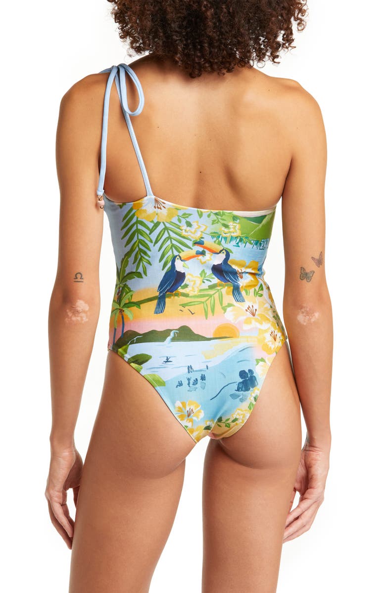 FARM Rio Colorful Rio One-Shoulder One-Piece Swimsuit, Alternate, color, 
