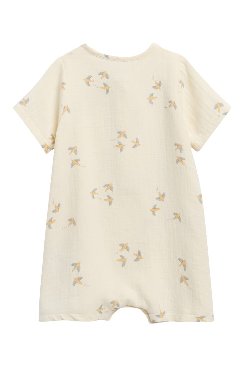 Bird Print Organic Cotton Romper, Alternate, color, IVORY
