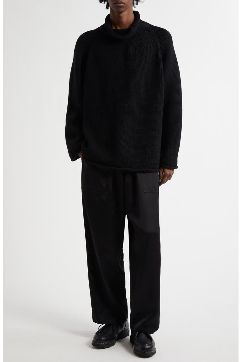 Cashmere Funnel Neck Sweater, Alternate, color, BLACK