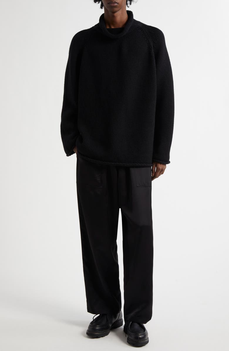 Bode Cashmere Funnel Neck Sweater, Alternate, color, Black