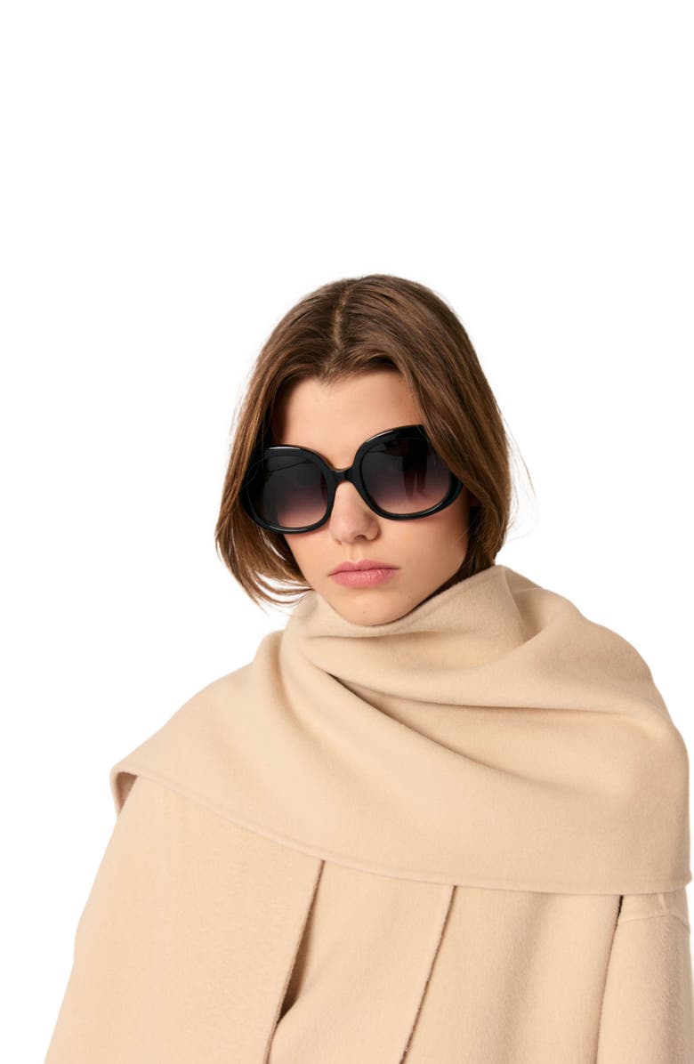 maje Double-faced coat with scarf, Alternate, color, Beige