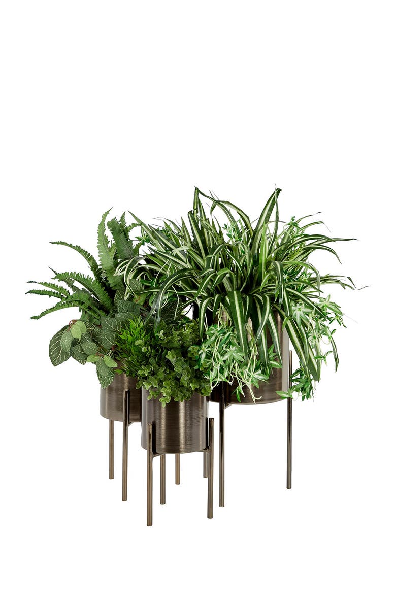 VIVIAN LUNE HOME Black Metal Contemporary Planter with Removable Stand, Alternate, color,