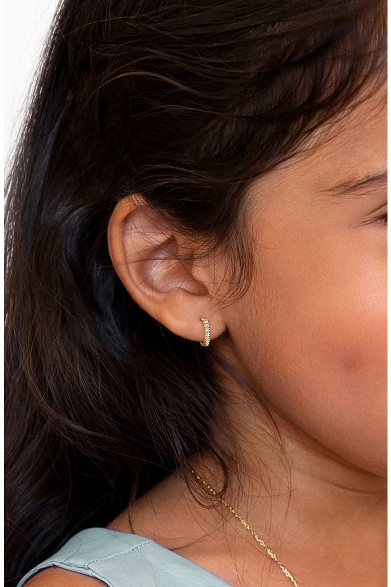 14K Gold 9mm Timeless Pavé Huggie Hoop Earrings, Alternate, color, 14K Yellow Gold