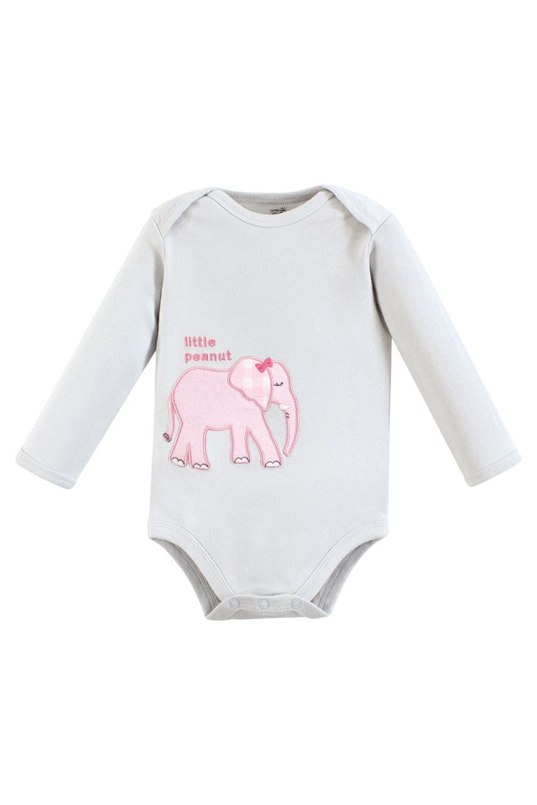 Little Soft Organic Cotton Long-Sleeve One-Piece Essentials, Alternate, color, Pink Peanut