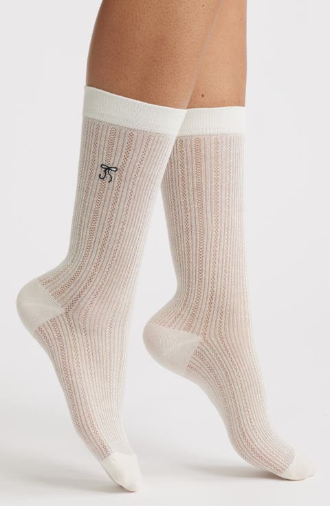 Kate Pointelle Bow Crew Socks