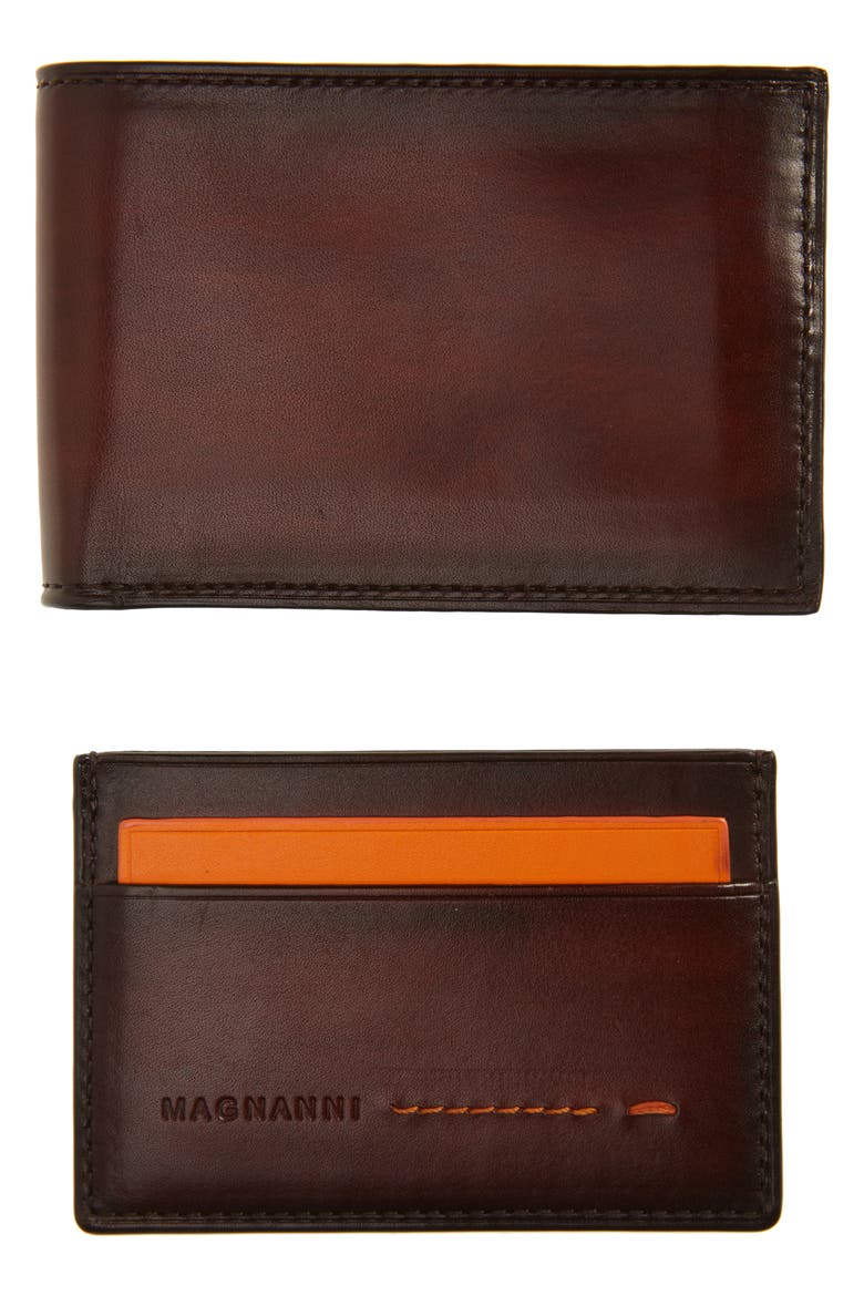Bifold Leather Wallet & Card Case Set, Main, color, MIDBROWN