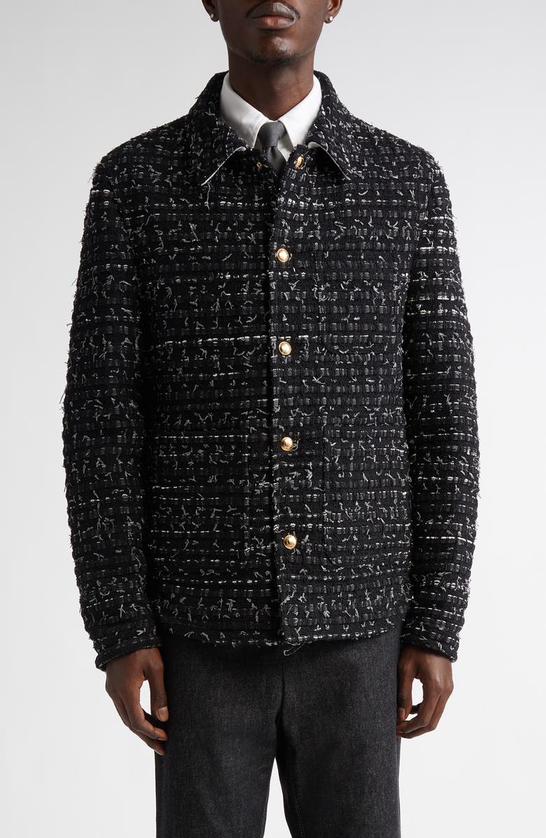 Thom Browne Denim Ribbon Tweed Jacket, Main, color, 