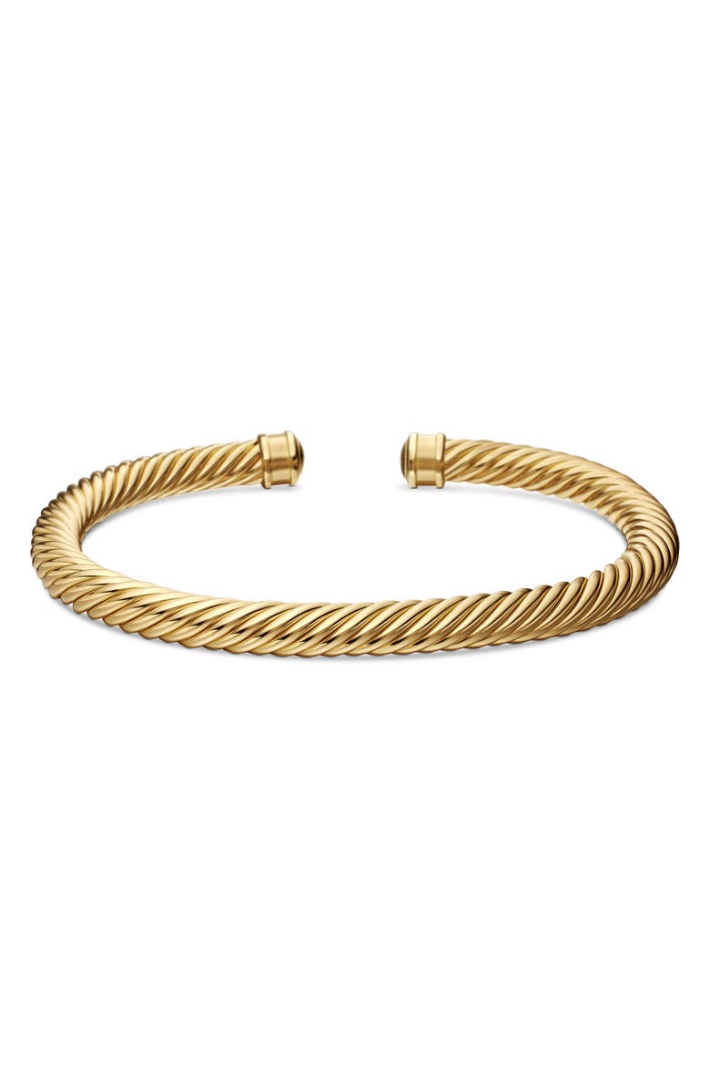 David Yurman Men's Cable Cuff Bracelet in 18K Yellow Gold, 7mm, Alternate, color, 18K Yellow Gold