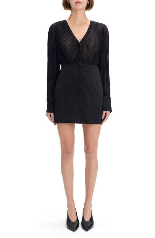 Favorite Daughter The Change Me Long Sleeve Mixed Media Minidress In Black