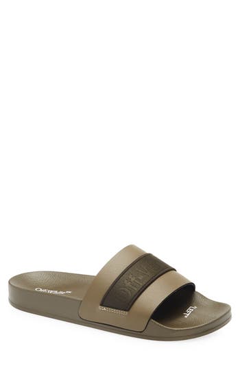 Off-white Industrial Belt Slide Sandal In Green