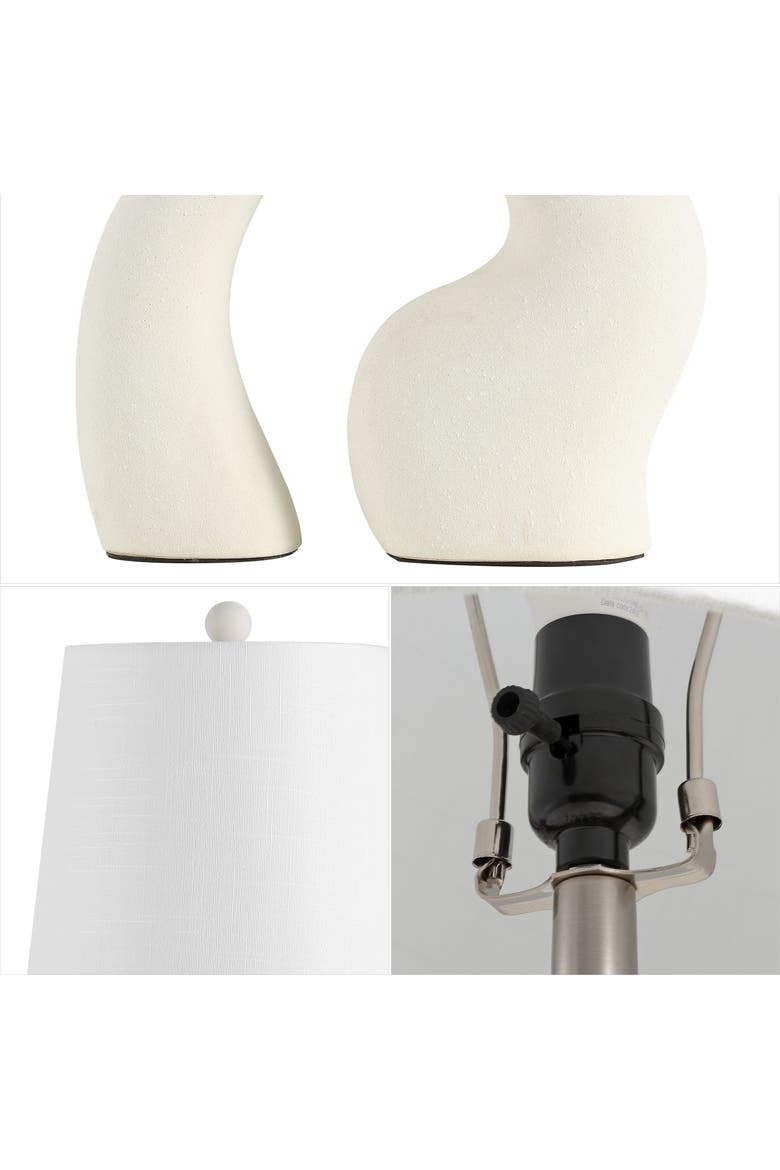 Tula 19" Scandinavian Minimalist Ceramic Arch LED Table Lamp, Alternate, color, Cream