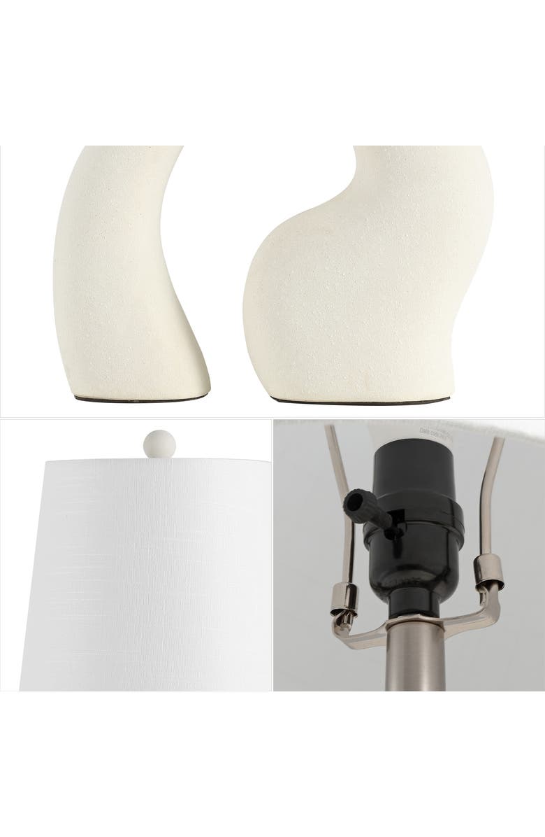 JONATHAN Y Tula 19" Scandinavian Minimalist Ceramic Arch LED Table Lamp, Alternate, color, Cream