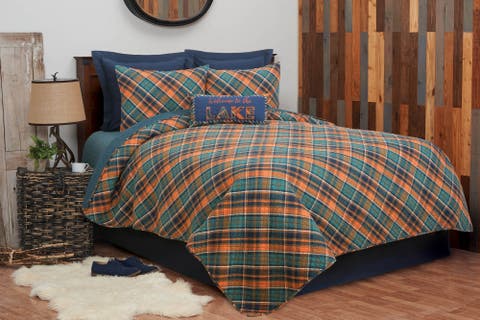 Troy Plaid Cotton Quilt Set - Reversible and Machine Washable