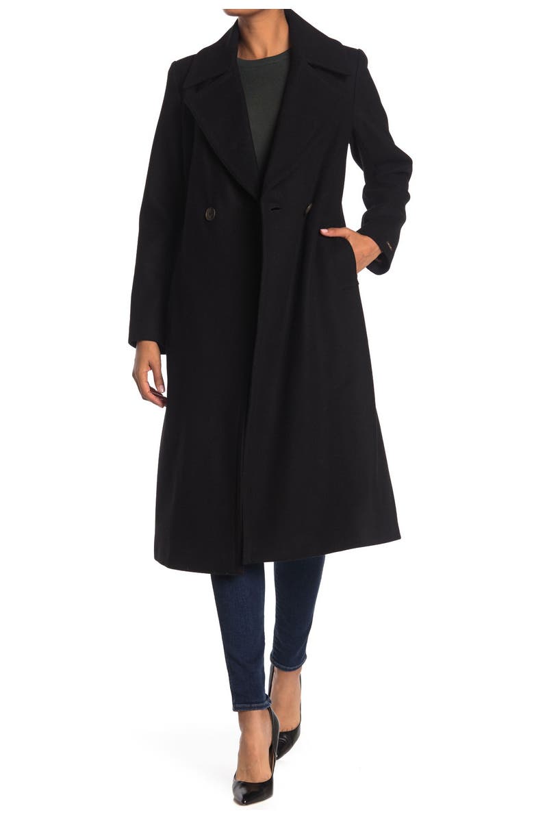 Nine West Double Breasted Long Wool Coat, Alternate, color,
