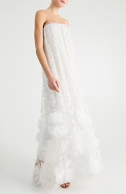 HELSI Margot Beaded Floral Appliqué Strapless Gown