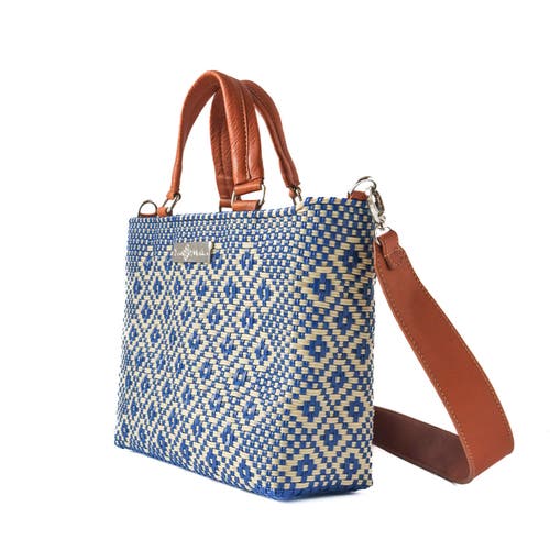 Tin Marin Mixte Medium Woven Crossbody Drawstring Bag In Blue