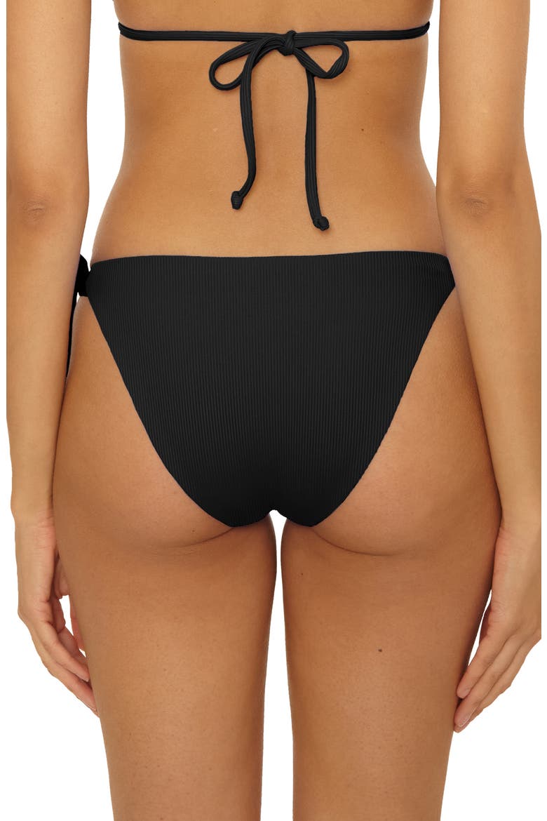 Modern Edge Tie Side Rib Bikini Bottoms, Alternate, color, BLACK