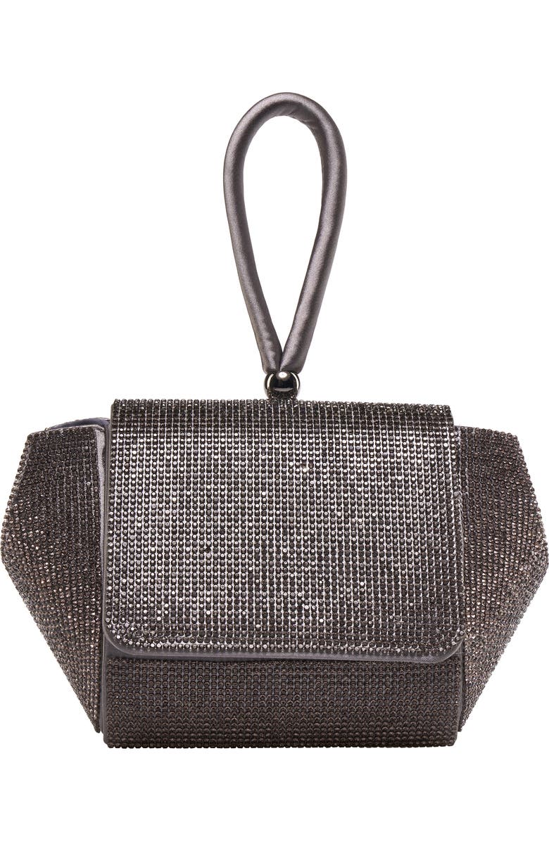 LADY COUTURE Architectural Rhinestone Evening Bag, Main, color, Pewter